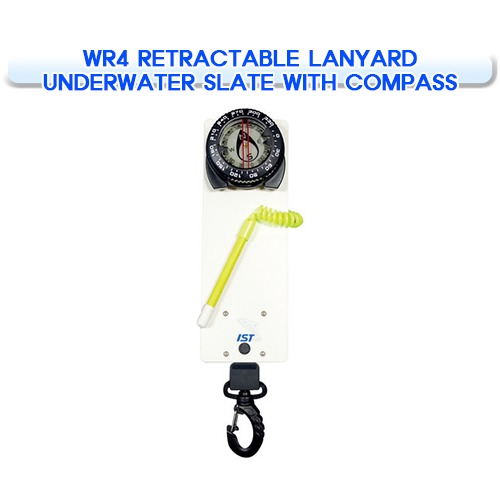 WR4 리트렉터 메모콤파스 [IST] 아이에스티 WR4 RETRACTABLE LANYARD UNDERWATER SLATE WITH COMPASS